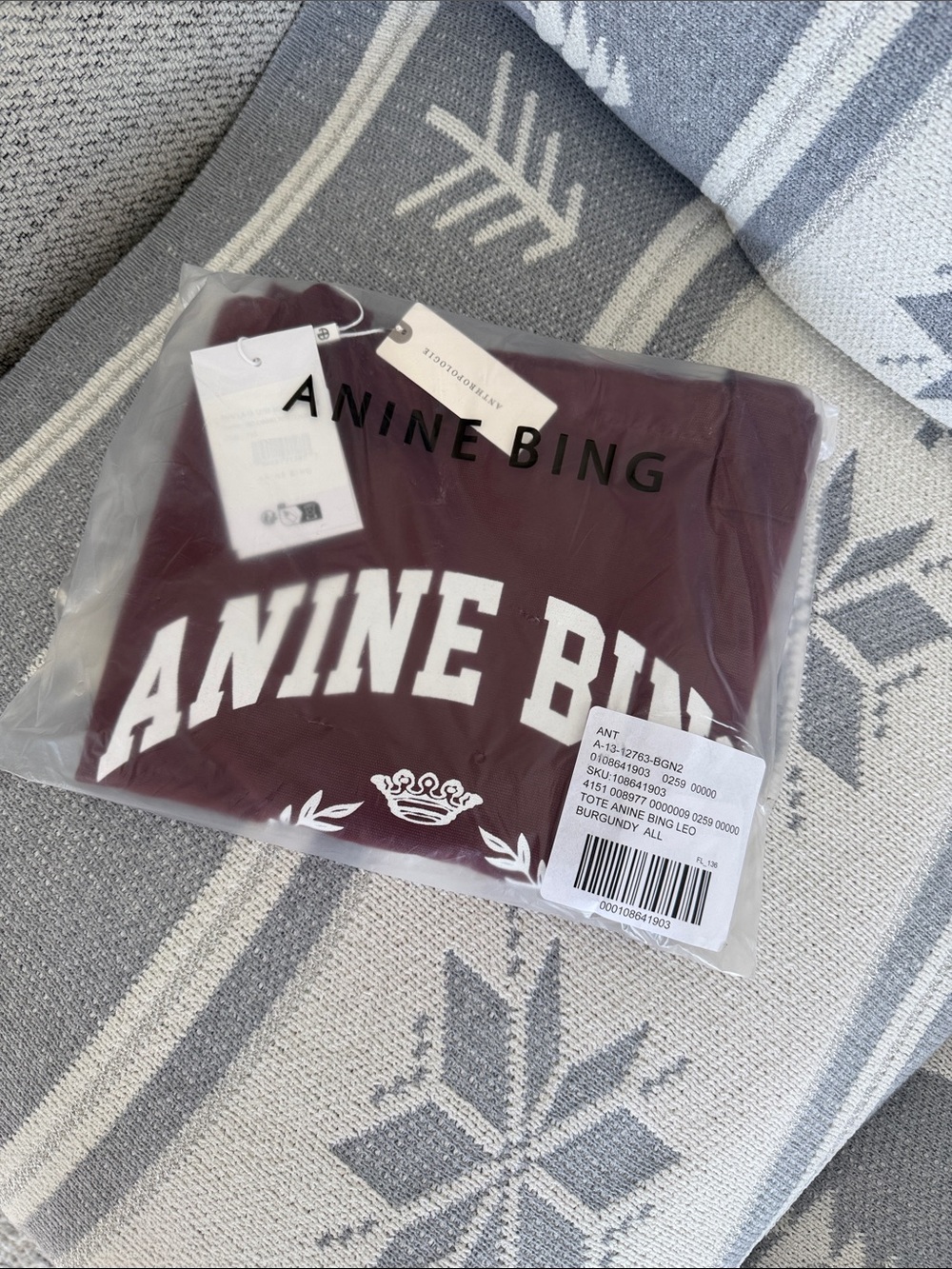 Anine Bing Leo Collegiate Canvas Tote Bag - Picture 4 of 7